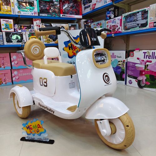 Vespa electric scooter, 2-seater - white - suitable for children up to 5 years old