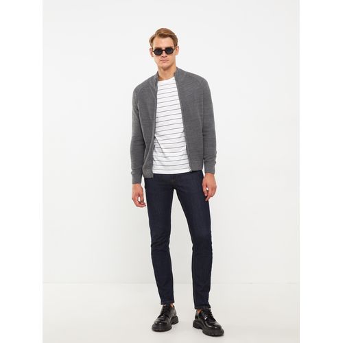 كارديجان رجالي محبوك برقبة قمعية وقصة عادية