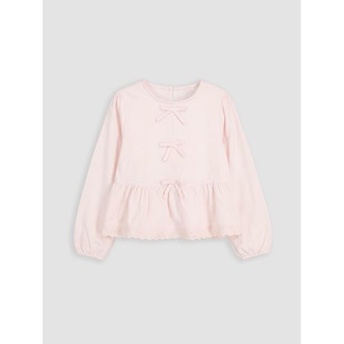 Crew Neck Bow Detailed Girl's Blouse