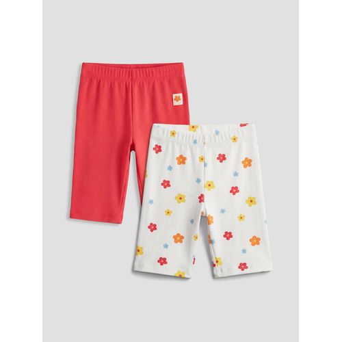 Floral Girl's Ribbed Short Leggings 2 Pack