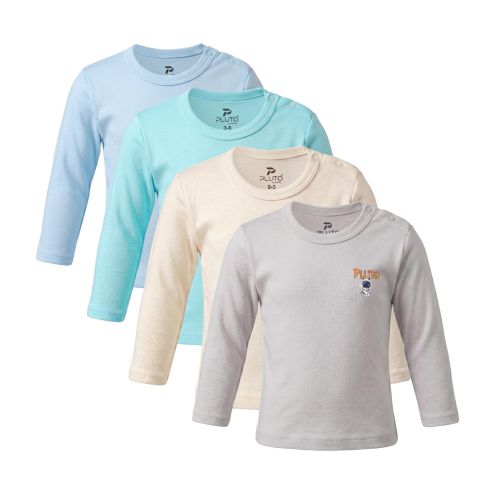 Pack of 4 Cotton Long Sleeve Undershirt for Baby Boy
