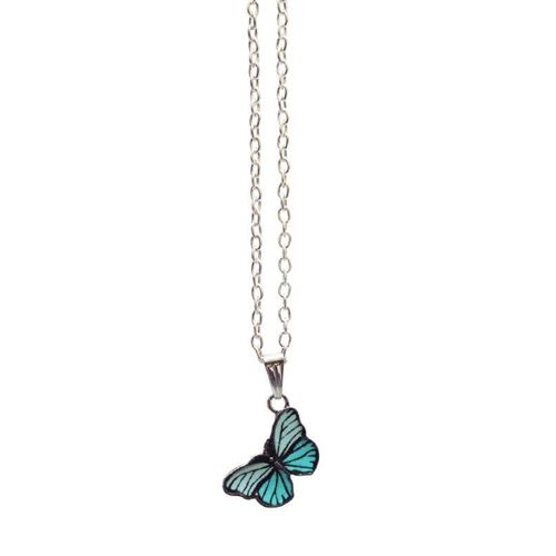 Stainless steel butterfly necklace for women - mint green