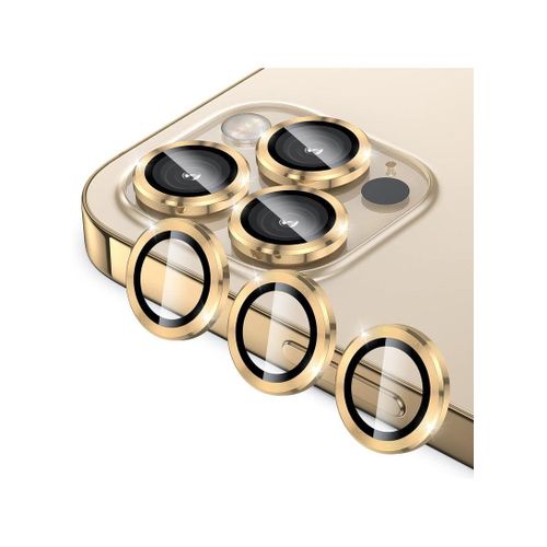 Camera Lens Protector for iphone 13 Pro/13 Pro Max Accessories, 9H Tempered Glass Metal Individual Ring Camera Cover Screen Protector, Case Friendly, Anti Scratch (Gold)