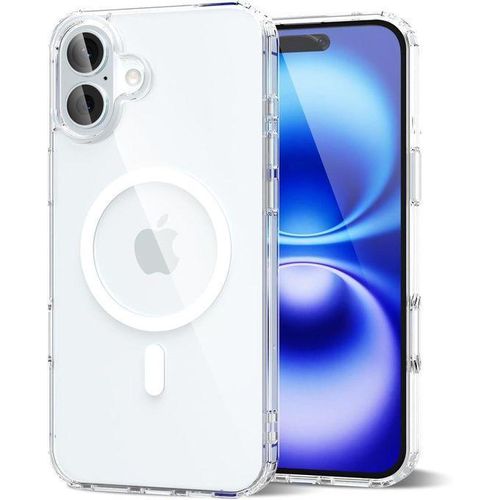 Women's Magnetic Case for iPhone 16 Compatible with MagSafe Slim Clear Anti-Yellowing Shock Absorbing Soft Silicone Hard Plastic Protective Cover, Clear
