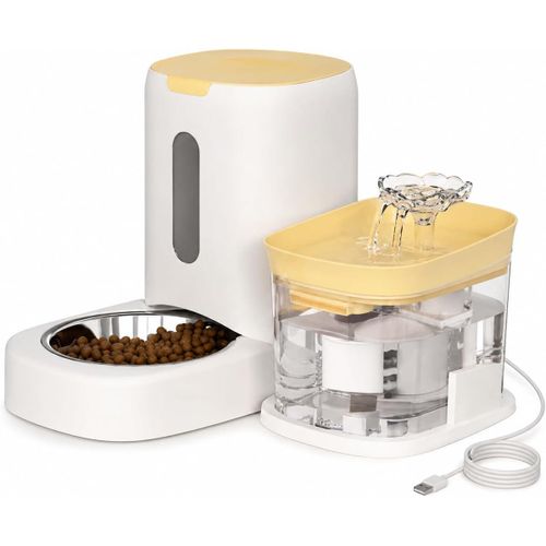 Automatic 2-in-1 Pet Food Dispenser and Water Fountain – 3.6L Food Capacity and 1.8L Water Capacity – Quiet Pump and USB Operation – Detachable and Cleanable – Suitable for Cats and Small Dogs