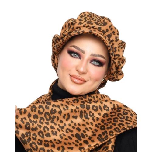 Tiger print cape and scarf set, suede material