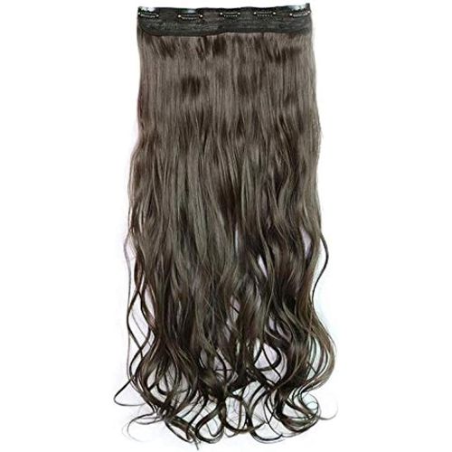Long Wavy Synthetic Hair Extension With 5 Clips, Brown