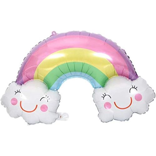 لوازم حفلات قوس قزح الباستيل اللطيفة من رقائق الألومنيوم زينة بالونات عيد ميلاد سعيد لافتة قوس قزح ماي لار ديكورات السحب