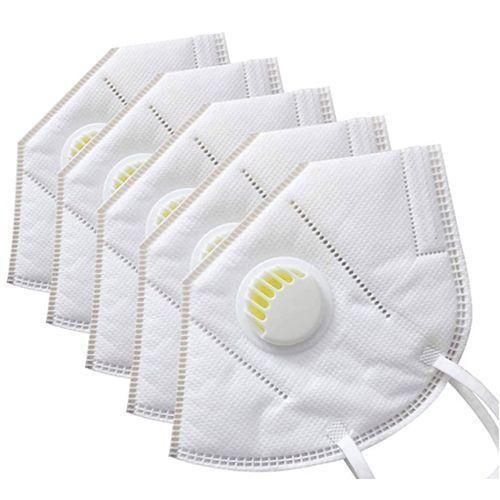 KN95 Foldable Mask with Breathing Filter and Nose Support – 5 Pieces – White Design