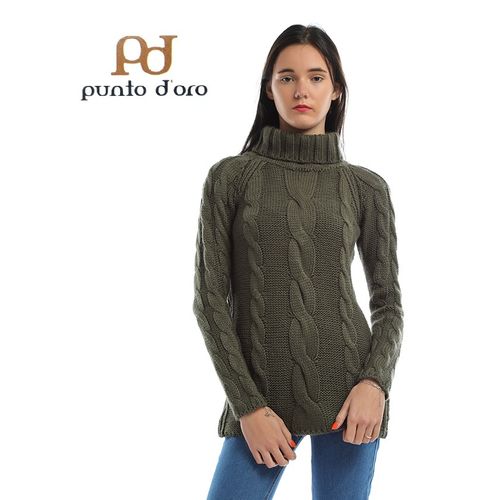 High Collar Plexus Pullover - Olive - (999)