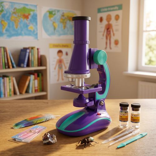 Large Educational Microscope Toy Kit for Kids with LED Light, 3 Magnification Levels (100x, 200x, 450x), Collection Bottles & Prepared Slides – STEM Scientific Discovery Science Lab Set for Boys & Girls Ages 6+