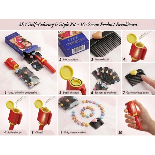 12-Piece Set: Hair combs and brushes with a storage case.