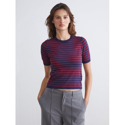 Crew Neck Striped Women's Knitwear Sweater