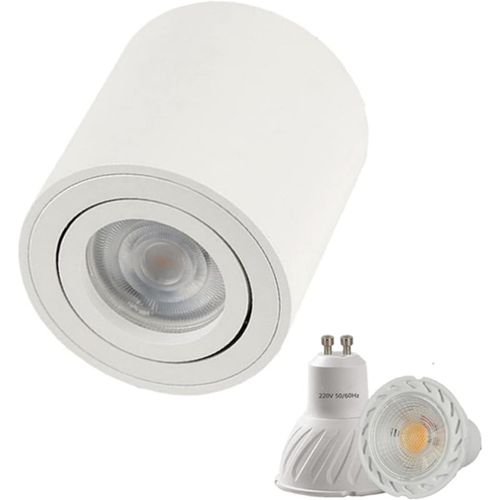 Wall Light 1pc, Dimmable LED Round Surface Mount Downlight 7W 10W GU10 Fixture Cylinder Ceiling Down Spot Light Bedroom Lamp (Body Color : WHITE)