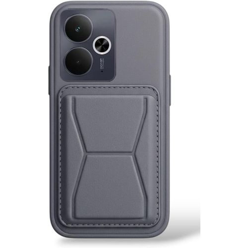 Leather Case Compatible for Realme 14T / Realme 14 5G Shockproof Leather Back Card Storage & case built-in Stand PU leather for a stylish look, comfortable grip (Gray)