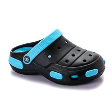 Kids Bi-tonePerforated Slip On Clogs - Black &amp; Turquoise