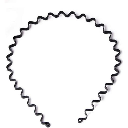 Unisex Black Metal Comb Sports Band Long Hair HeadBand Black For Men and Women