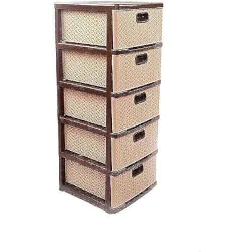 Creation Plastic Storage Drawer Unit, 5 Levels - Brown