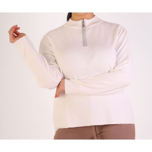 Cloud White Quarter-Zip Ribbed Knit Pullover