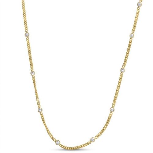 925 Italian Silver Gold-Plated Crystal Station Necklace