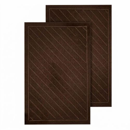 Thick Terry Bath Mat Floor Towel- 100% Cotton – Set of 1 Piece Everyday Comfort for Your Feet Soft Touch, Strong Absorption & Elegant Look - 50 * 80 cm - Curved Lines Edition (1000 GSM)