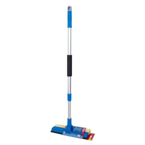 Long Window Cleaner Mop, Rotating Glass Squeegee with Microfiber Sponge and Rubber Blade for Home Windows