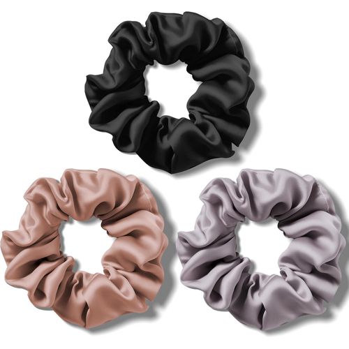 Women Satin Silk Hair Scrunchies - Women Girl Black Grey Beige Mulberry Soft Bobbles Thin Elastic Ponytail Hair Tie for Slip Skin Pillow Case Sleep Scarf Bonnet, Christmas Santa Day Gifts For Women