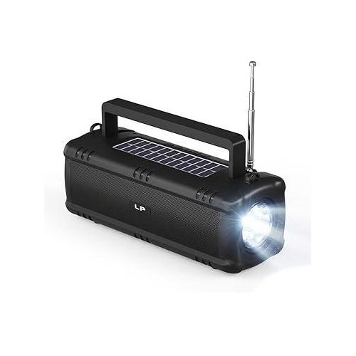 Portable Solar Bluetooth Speaker with LED Flashlight - FM/AM/SW Radio - USB & TF Card Support - Type-C Rechargeable