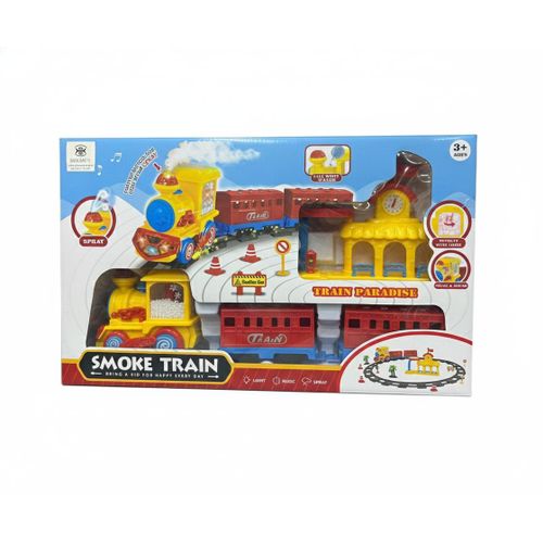 Electric Kids Train Set with Light, Sound & Steam Effect – Full Track Toy (Age 3+)