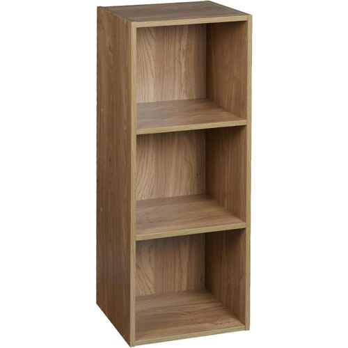 URBNLIVING Tier Wooden Bookcase Shelving Display Storage Shelf Unit Wood Shelves (Oak, 3 Shelf)
