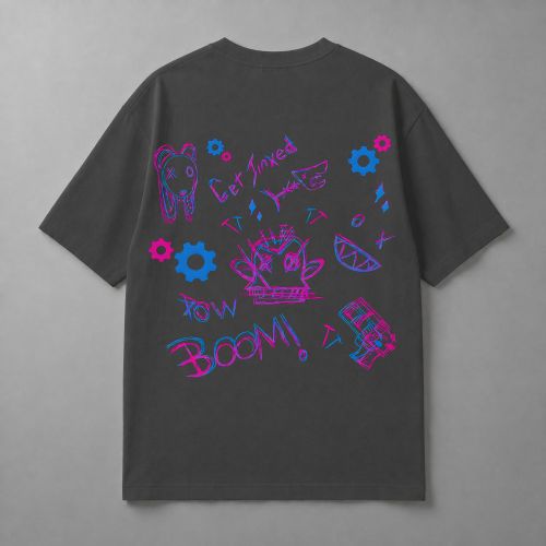 T-Shirt Anime Oversized Cotton T-10 - Dark Grey