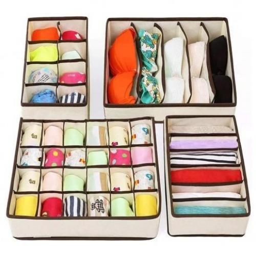 A Set Of 4 Organizers For Organizing Wardrobes, A High-quality Imported Product.