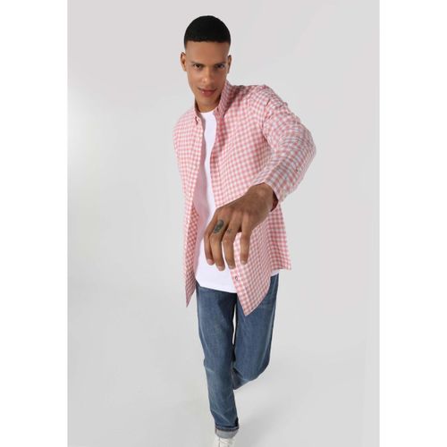 Men Shirt Long Sleeve Coral