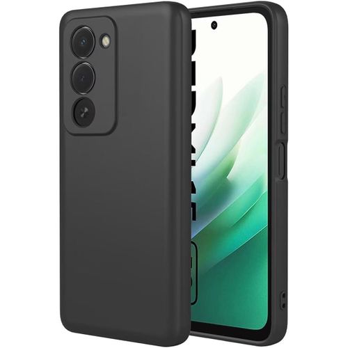 Silicone Case Compatible with Redmi 15 Soft Silicone Gel Rubber Shockproof Cover Matte Finish with Cloth Inner Lining (Black)