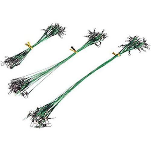Green Fishing Lure Line Trace Wire Leader Swivel Tackle Spinner Shark Spinning - 60 Pieces