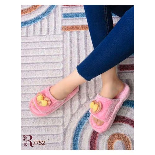 Women's fur slippers, rose color