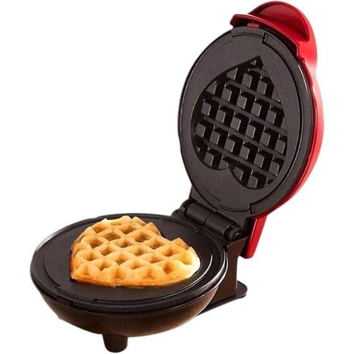 Mini Waffle Maker Heart Shape Machine Color Red