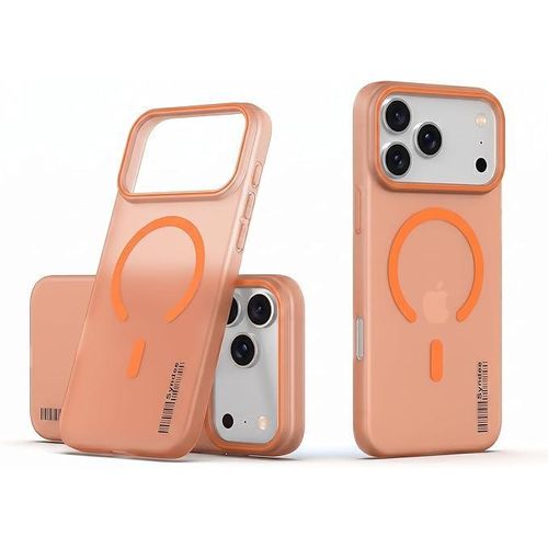 Case Back Cover for iPhone 17 Pro Max, Sleek Frosted Translucent Back Only Compatible with Wireless Magnetic Accessories Anti-Scratch Shockproof Phone Case (Orange)