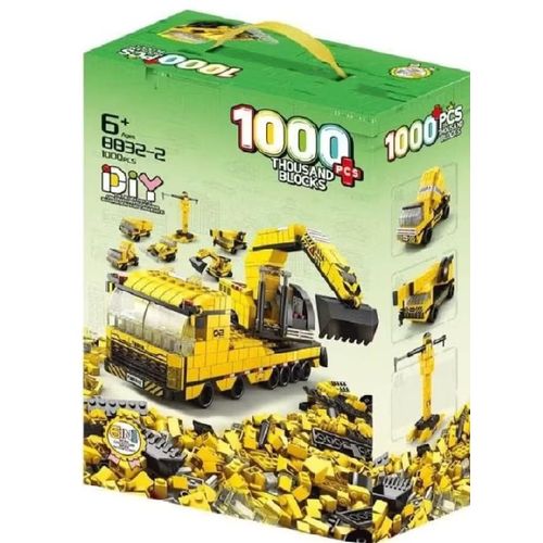 1000-Piece Building Blocks Set with Crane, Truck & Vehicles - Ages 6+