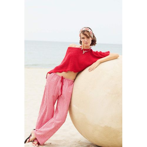 Wide Leg Double Pocket Gingham Crinkle Trousers
