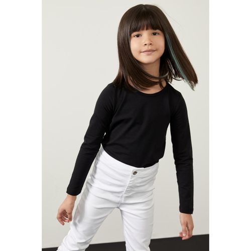 Girl Crew Neck Clean Regular Fit Long Sleeve T-Shirt - Black