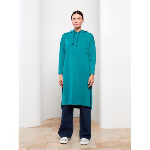 Hooded Plain Long Sleeve Oversize Women's Sweatshirt Tunic