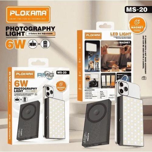 MS-20 Rechargeable LED Photography Light 6W - Portable Fill Light with 3 Lighting Modes & Adjustable Brightness for Video Recording, Live Streaming, Makeup & Content Creation