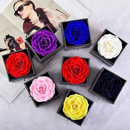 A beautifully presented box of preserved roses romantic elegant and perfect for any occasion