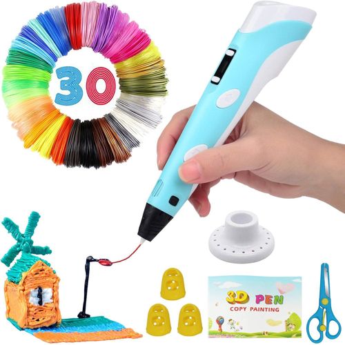 Acdolf Intelligent 3D Pen with LED Display, 3D Printing Pen with USB Charging, 30 Colors PLA Filament Refills, Compatible PLA & ABS,Perfect Arts Crafts Gift for Kids & Adults, DIY Gifts