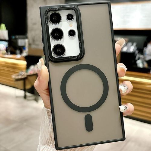 Magnetic Case for Samsung Galaxy S24 Ultra, Compatible with MagSafe, Built-in Camera metal frame, Translucent Matte Military-Grade Drop Protection Case for samsung S24 Ultra (Black)