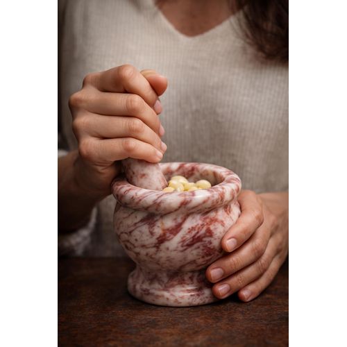 مدقة رخامية ثقيلة – لطحن الثوم والتوابل بسهولة ودقة