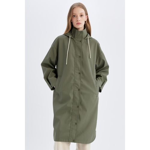 Woman Hooded Relax Fit Raincoat - Lt.Khaki