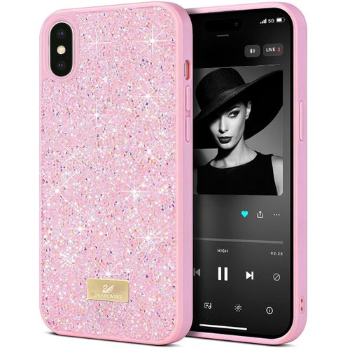 Glitter Crystal Bling Protective Case for iPhone XS Max, Slim Shock-Resistant Cover, Pink