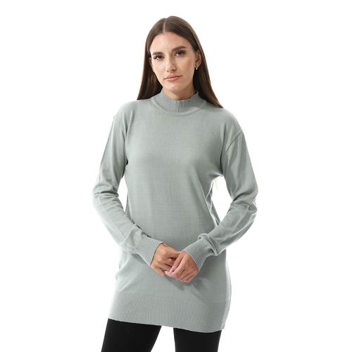 Mint Green Mock Neck Slip On Basic Top